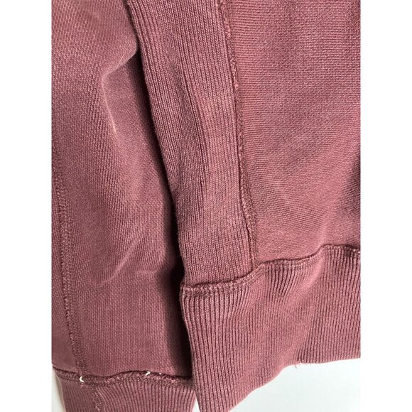 Abercrombie & Fitch Teen Men's Small Thick Heavy Burgundy Distressed Hoodie - Picture 9 of 14